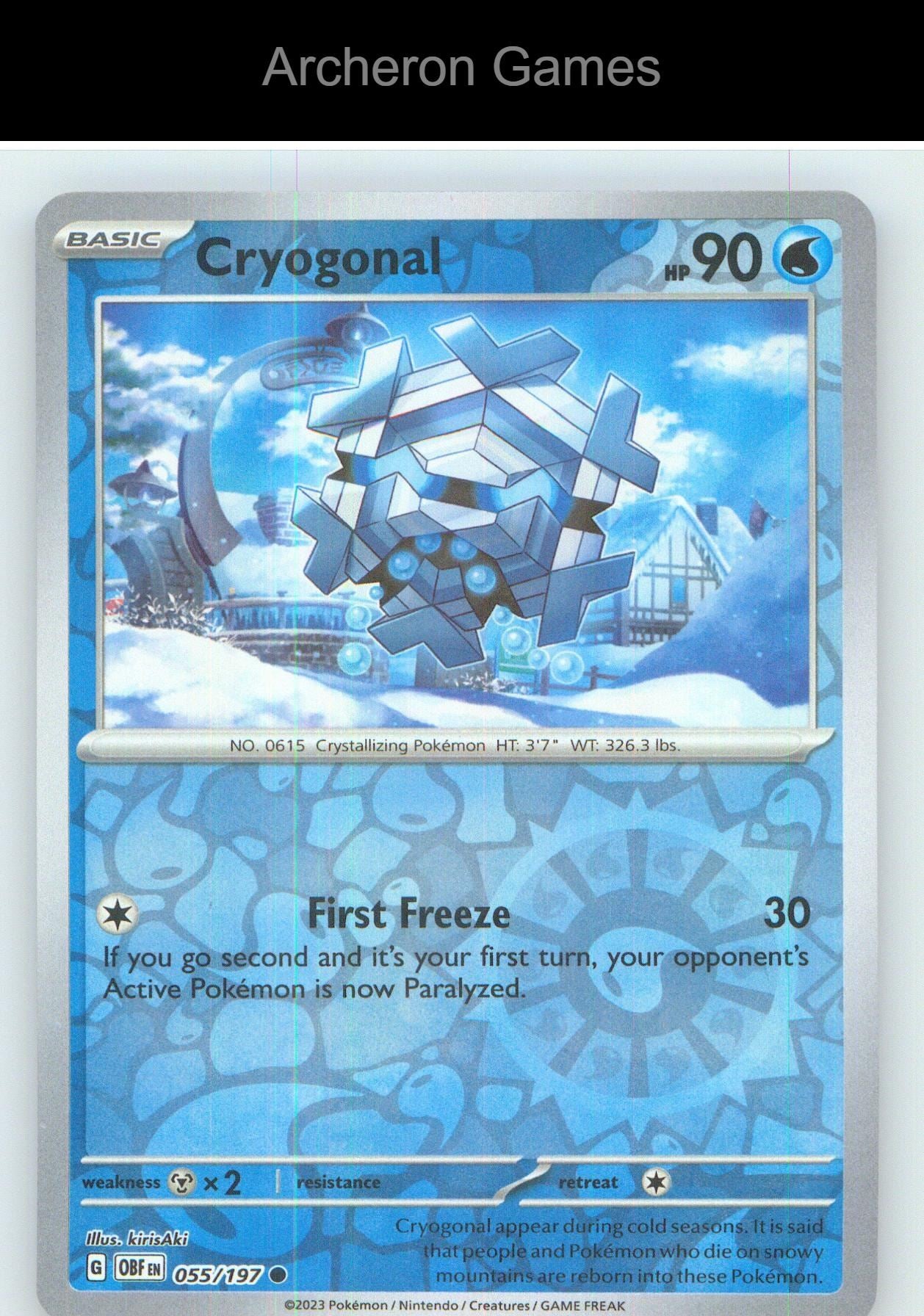 Pokemon Card Cryogonal OBF 055/197 C Obsidian Flames Reverse Holo