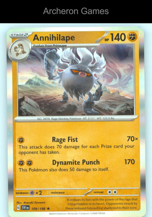 Pokemon Card Annihilape SVI 109/198 R Scarlet & Violet Holo