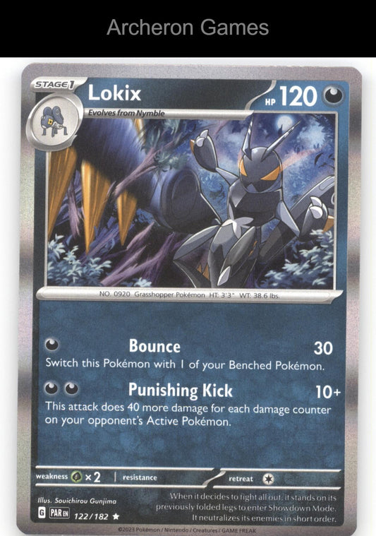 Pokemon Card Lokix PAR 122/182 R Paradox Rift Holo