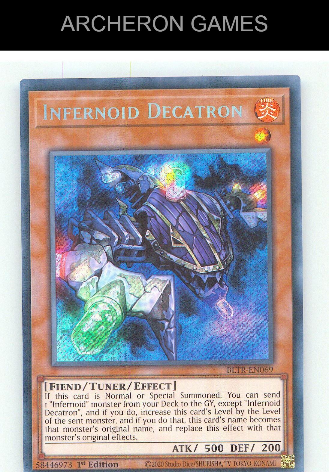 Infernoid Decatron SEC YUGIOH Card 1st Edition