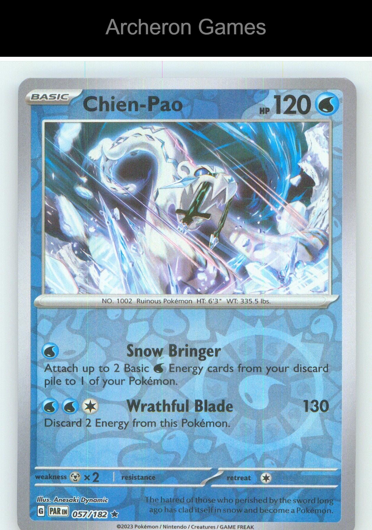 Pokemon Card Chien-Pao PAR 057/182 R Paradox Rift Reverse Holo
