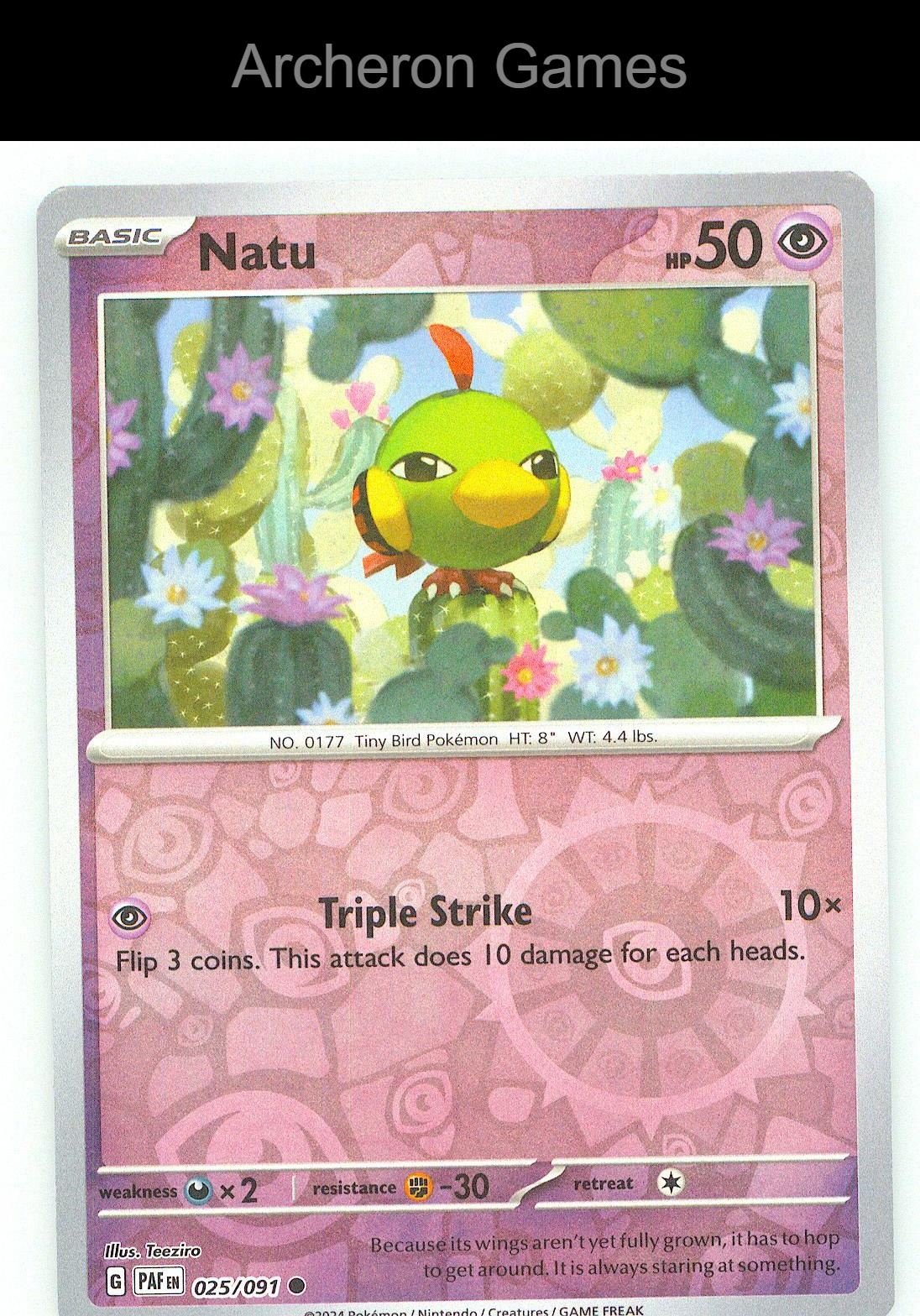 Pokemon Card Natu PAF 025/091 C Paldean Fates Reverse Holo