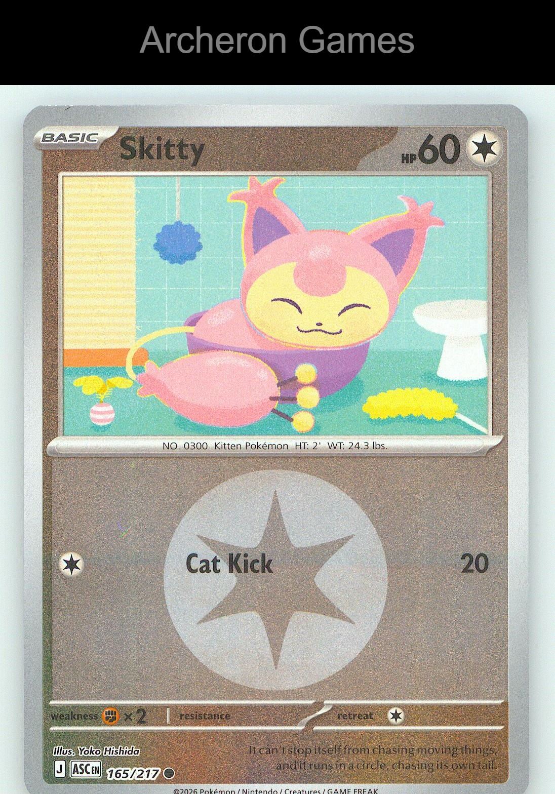 Pokemon Card Skitty (Energy Symbol Pattern) ASC 165/217 Ascended Heroes Reverse Holo