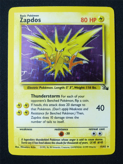 Zapdos 15/62 Holo Fossil LP - Pokemon Card #HP