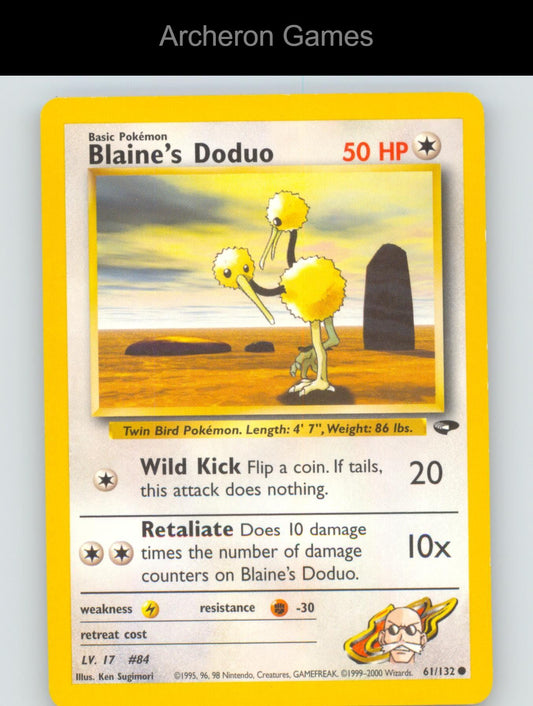 Pokemon Card Blaine's Doduo G2 61/132 C Gym Challenge Unlimited
