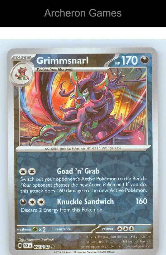 Pokemon Card Grimmsnarl SCR 96/142 R Stellar Crown Reverse Holo