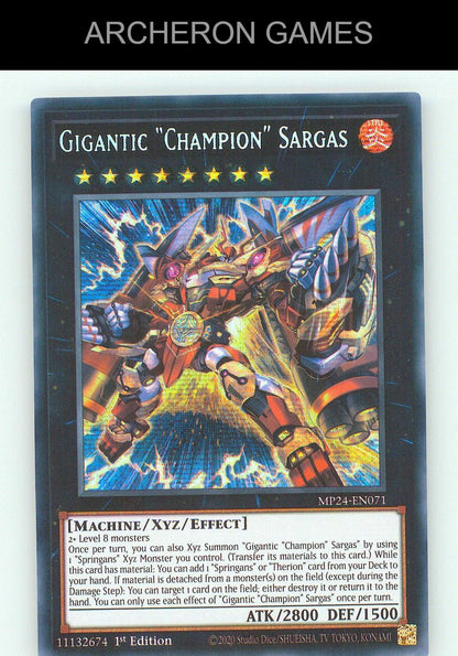 Gigantic "Champion" Sargas SEC YUGIOH Card