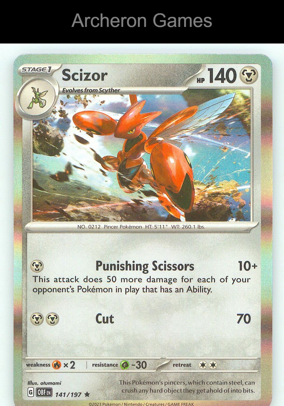 Pokemon Card Scizor OBF 141/197 R Obsidian Flames Holo