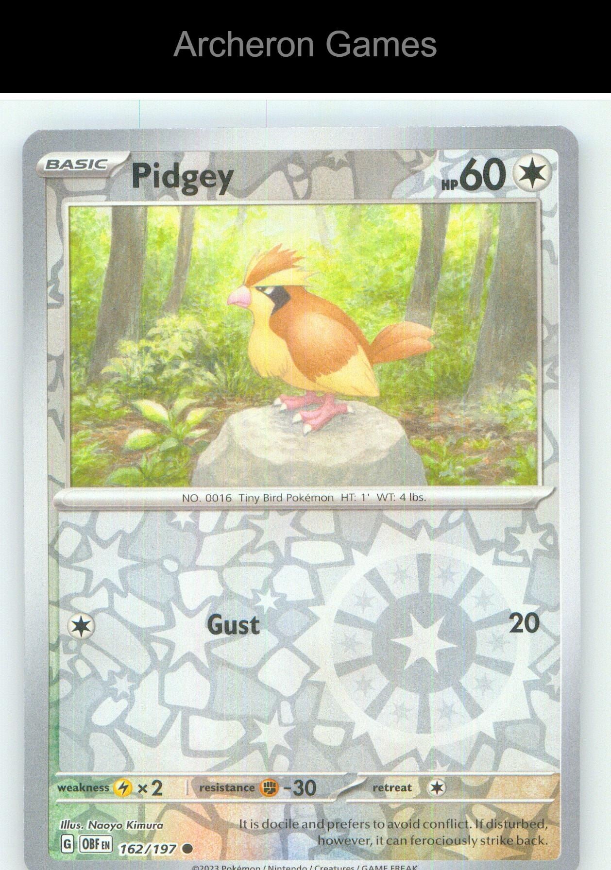 Pokemon Card Pidgey OBF 162/197 C Obsidian Flames Reverse Holo