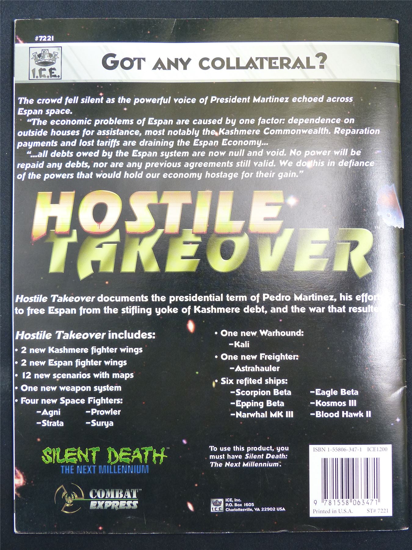 Silent Death: Hostile Takeover Miniatures Sourcebook - I.C.E. Booklet #2R1