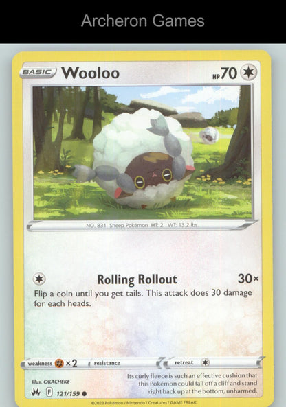 Pokemon Card Wooloo CRZ 121/159 C Crown Zenith