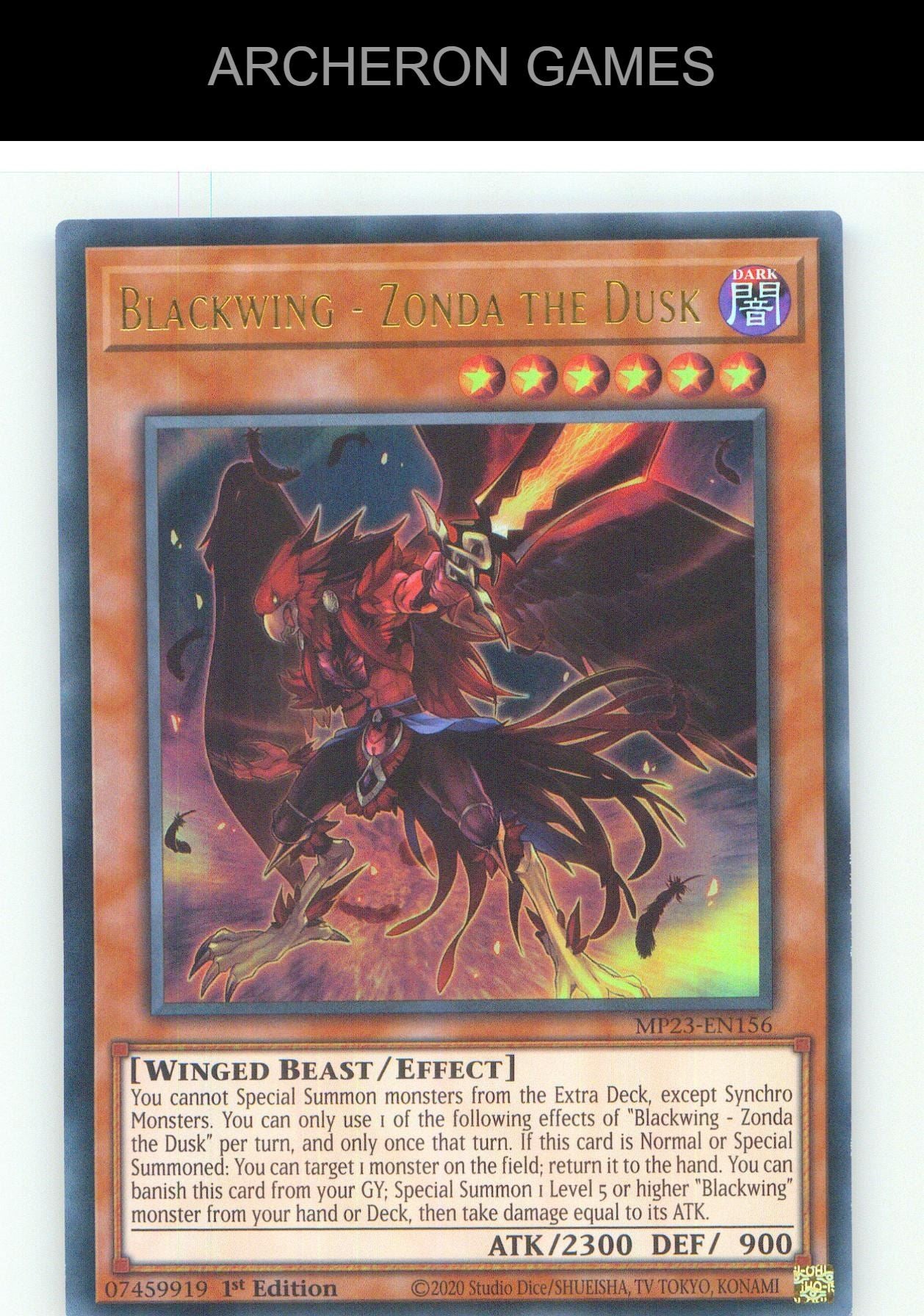 Blackwing - Zonda the Dusk UR YUGIOH Card 1st Edition