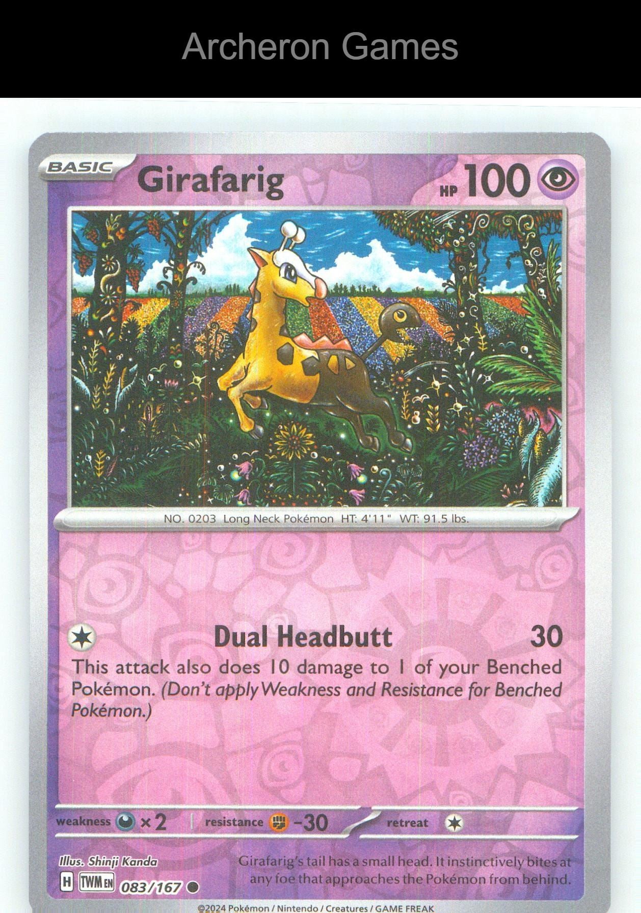 Pokemon Card Girafarig TWM 083/167 C Twilight Masquerade Reverse Holo