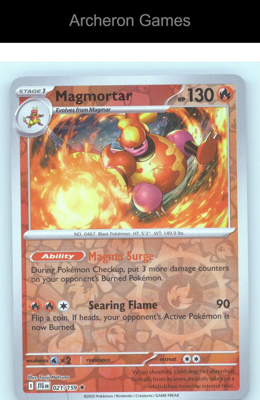 Pokemon Card Magmortar JTG 021/159 R Journey Together Reverse Holo