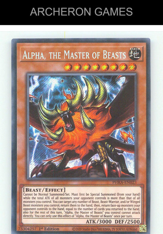 Alpha, the Master of Beasts SEC YUGIOH Card 1st Edition