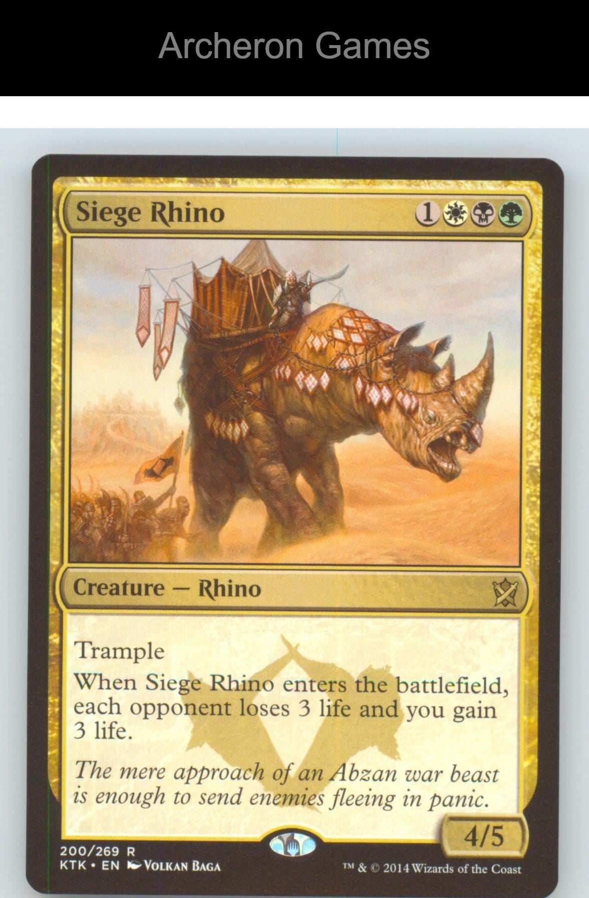 Siege Rhino KTK 200 R MTG Card NM/EX+