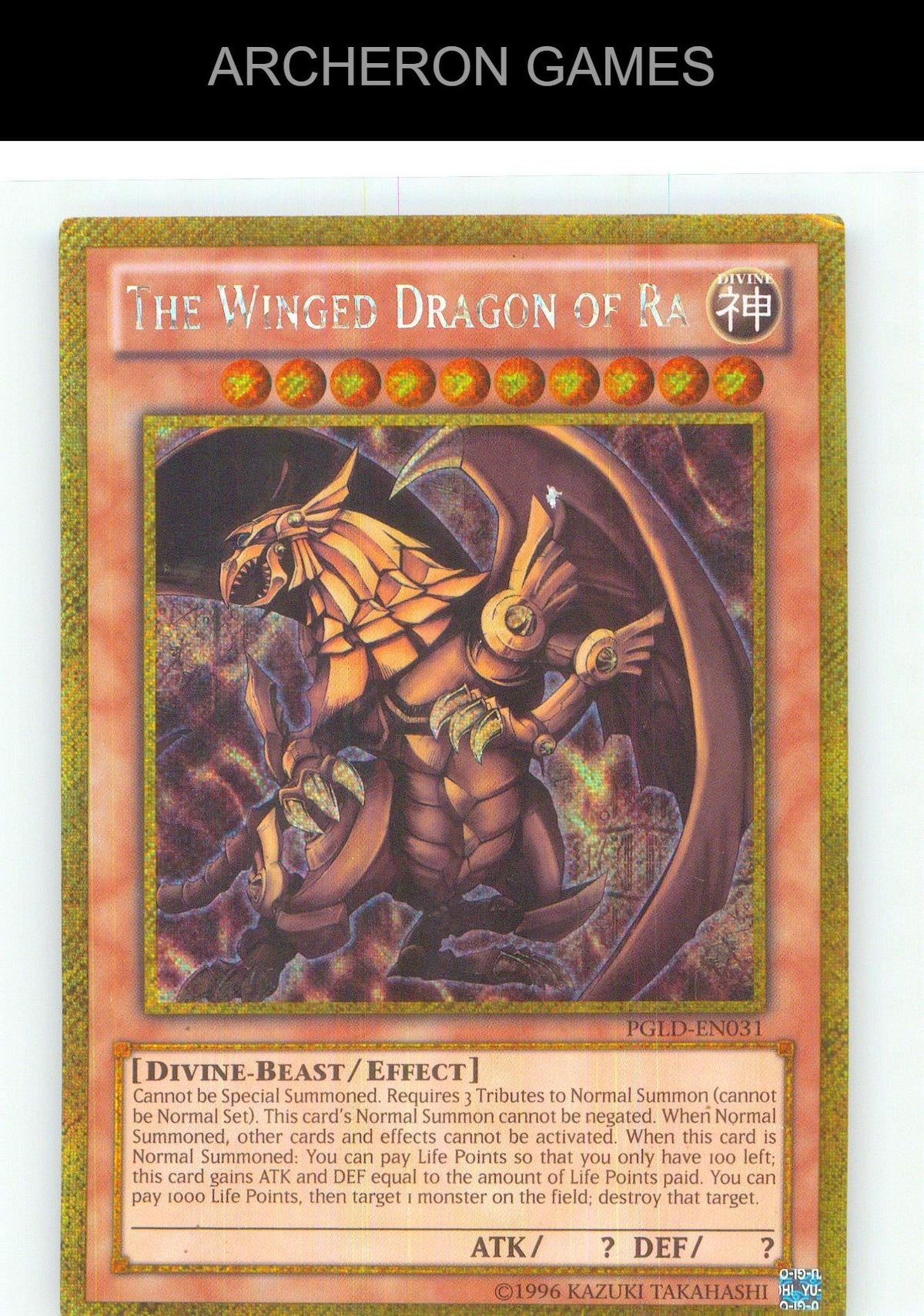 The Winged Dragon of Ra Gold Secret Rare YUGIOH Card Unlimited