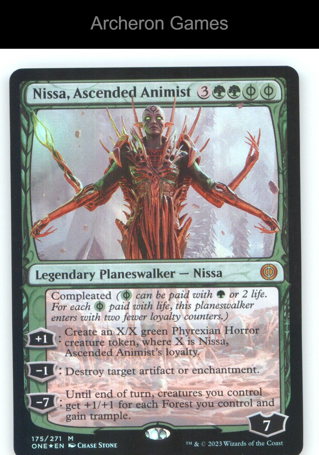 Nissa, Ascended Animist ONE 175 Mythic MTG Card NM/EX+ Foil