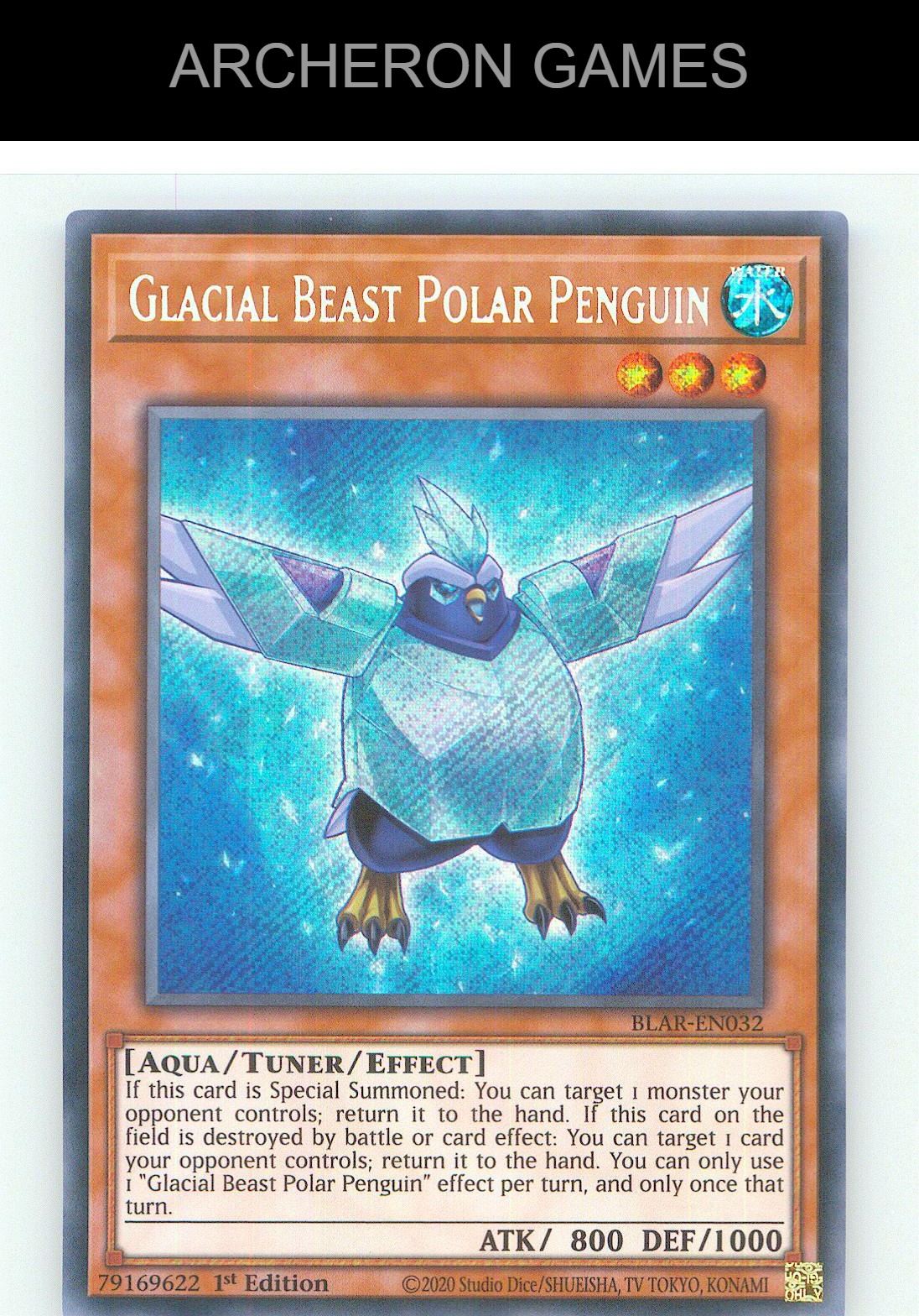 Glacial Beast Polar Penguin SEC YUGIOH Card 1st Edition