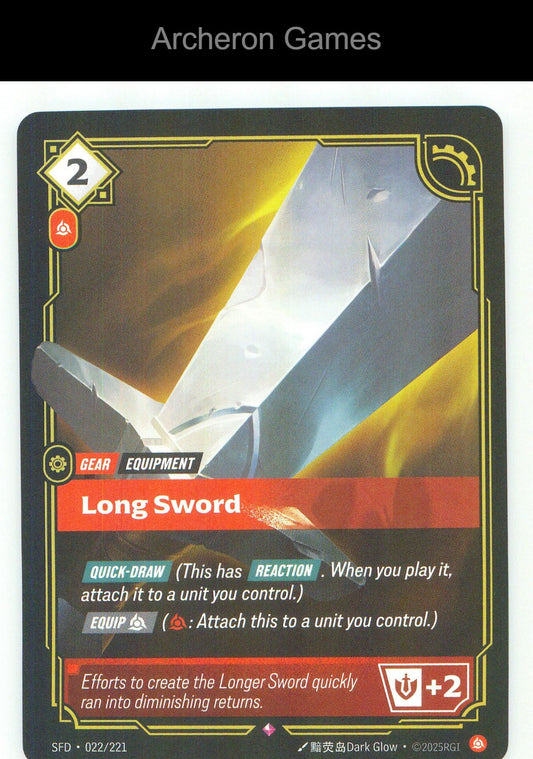 Long Sword SFD 022/221 R Spiritforged Riftbound Card Foil