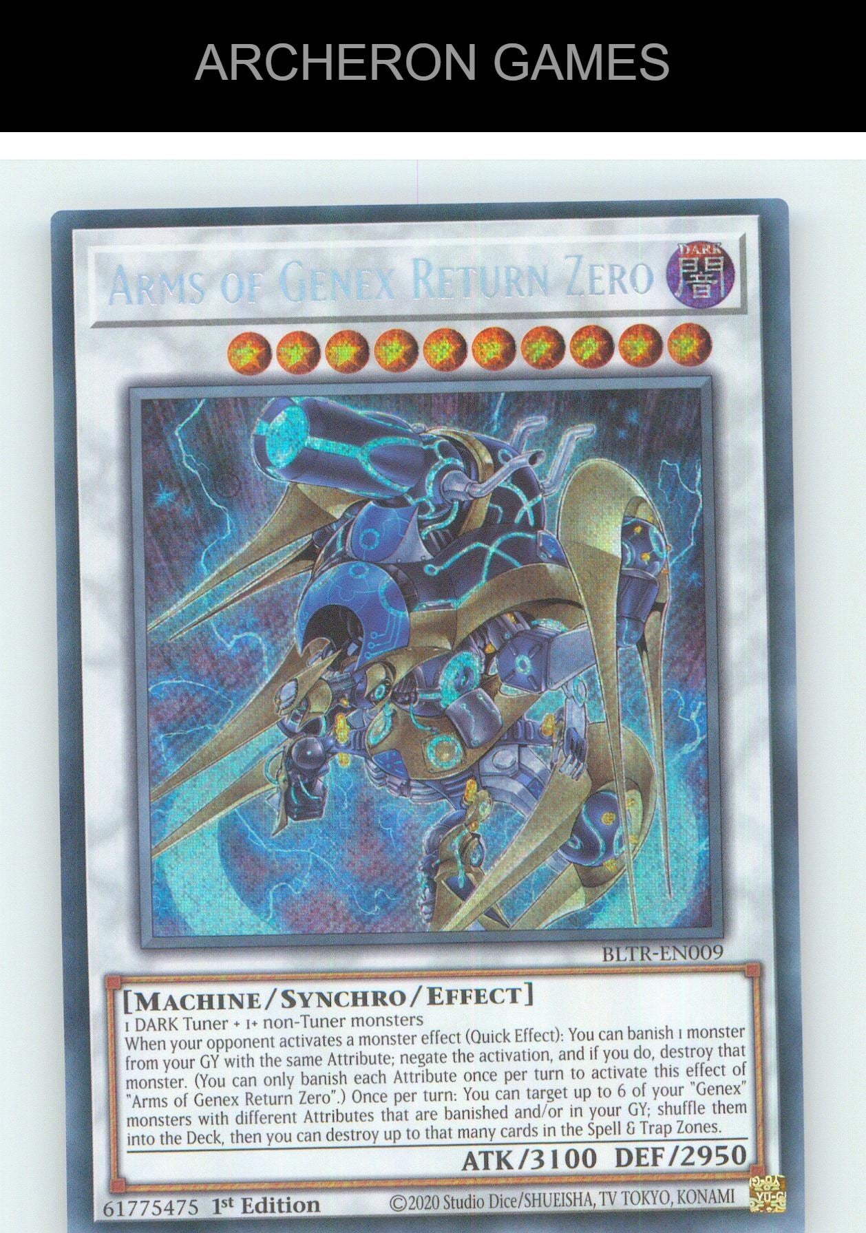 Arms of Genex Return Zero SEC YUGIOH Card 1st Edition