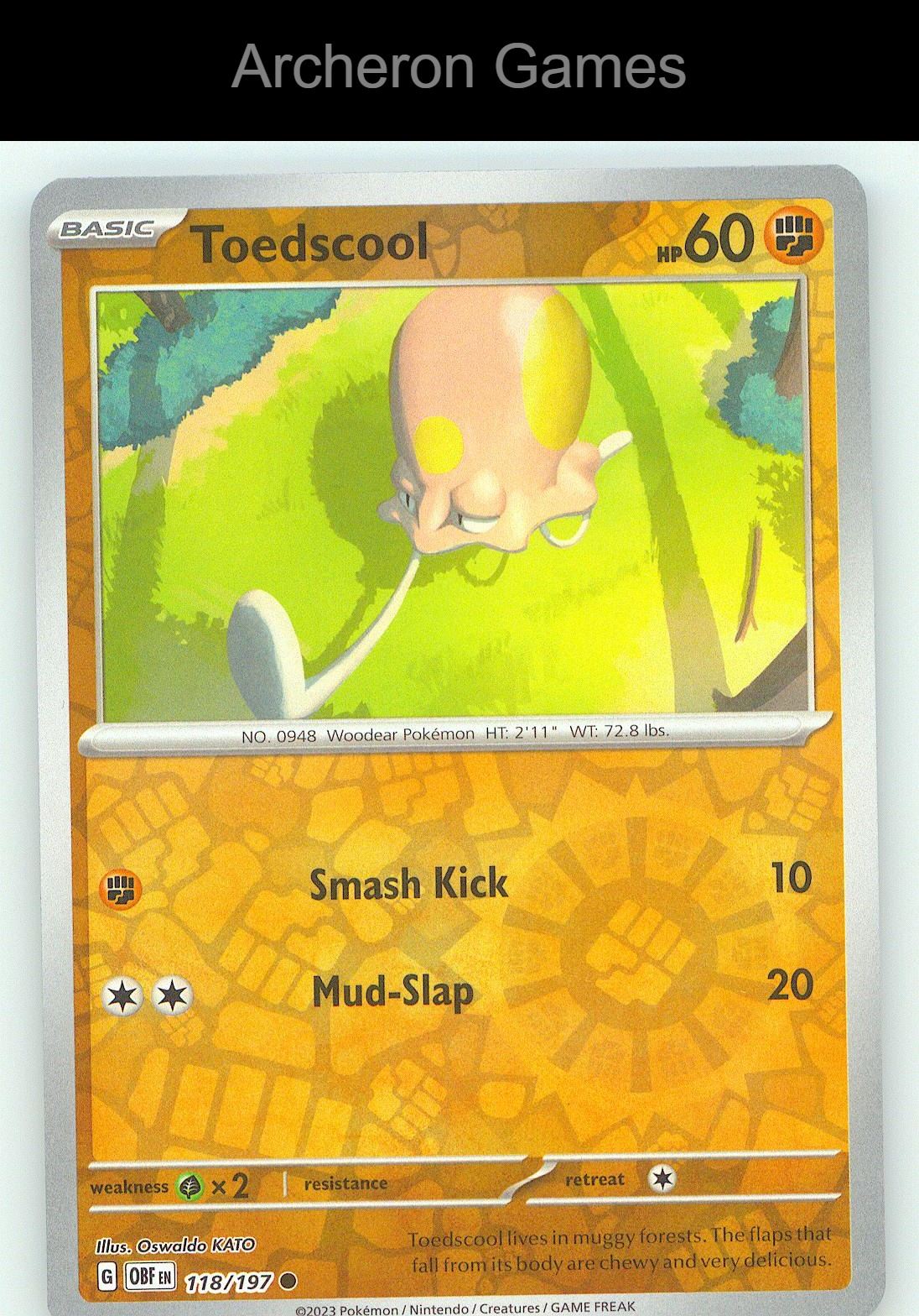 Pokemon Card Toedscool OBF 118/197 C Obsidian Flames Reverse Holo