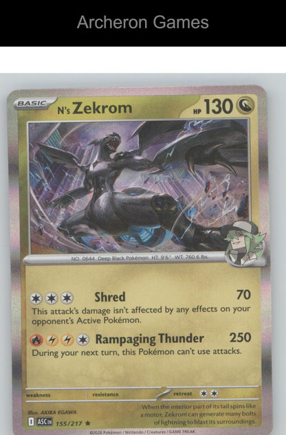 Pokemon Card N's Zekrom ASC 155/217 R Ascended Heroes Holo