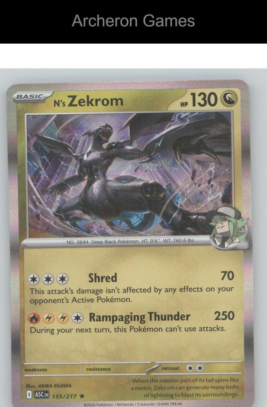 Pokemon Card N's Zekrom ASC 155/217 R Ascended Heroes Holo