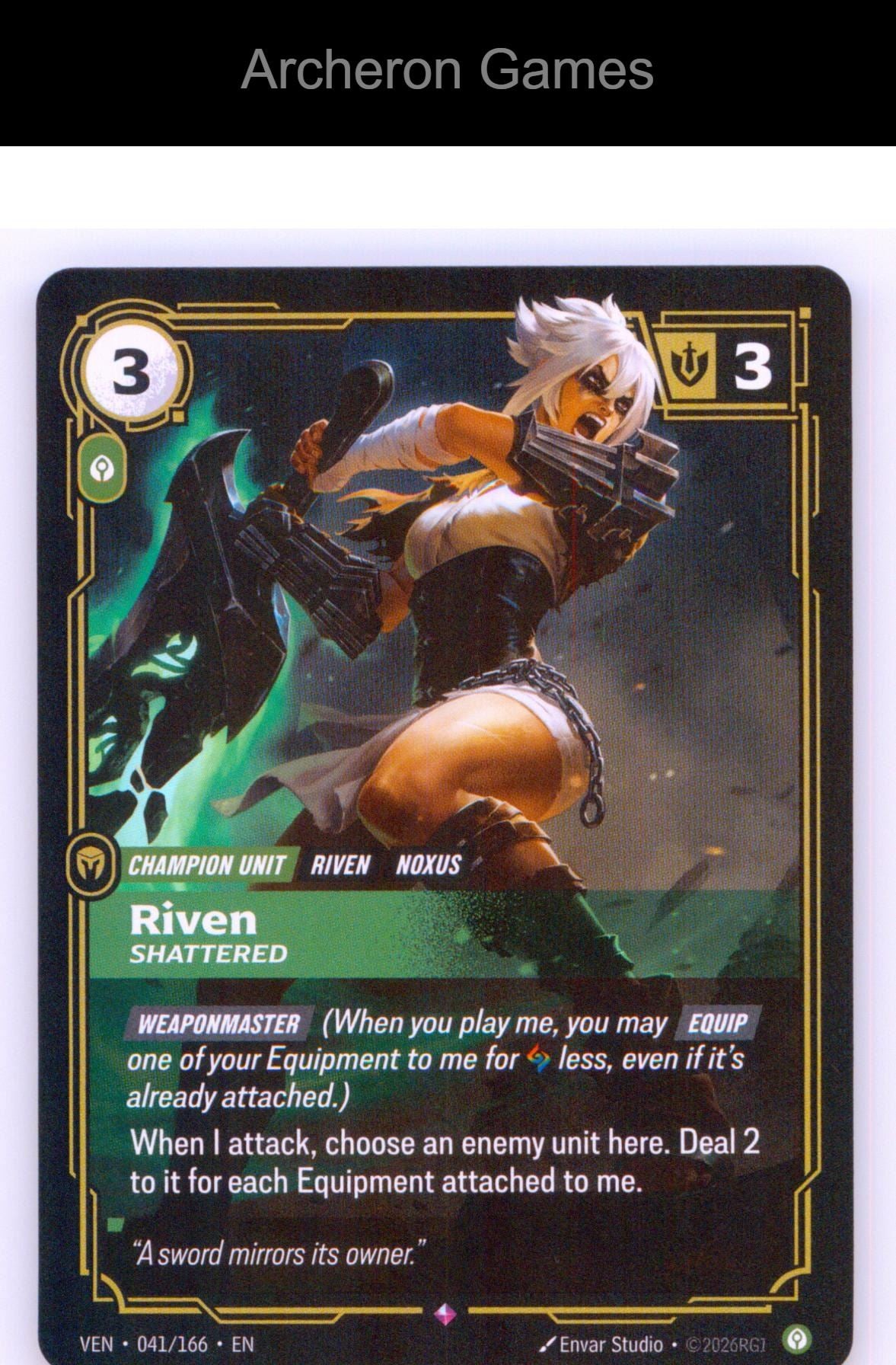 Riven, Shattered VEN 041/166 R Vendetta Riftbound Card