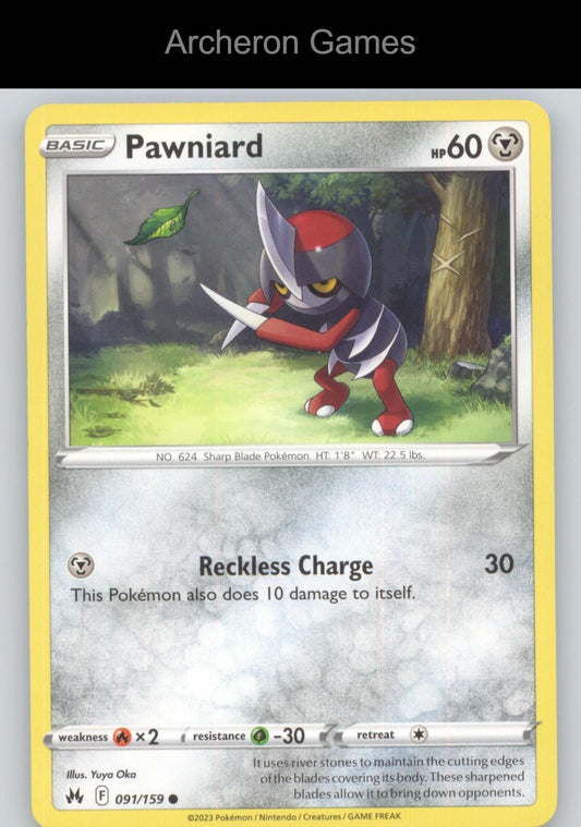 Pokemon Card Pawniard CRZ 091/159 C Crown Zenith