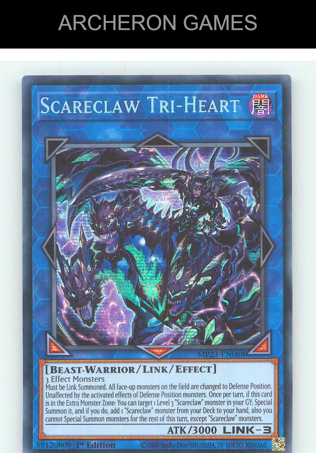 Scareclaw Tri-Heart Prismatic Secret Rare YUGIOH Card 1st Edition