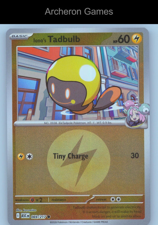 Pokemon Card Iono's Tadbulb (Energy Symbol Pattern) ASC 069/217  Reverse Holo