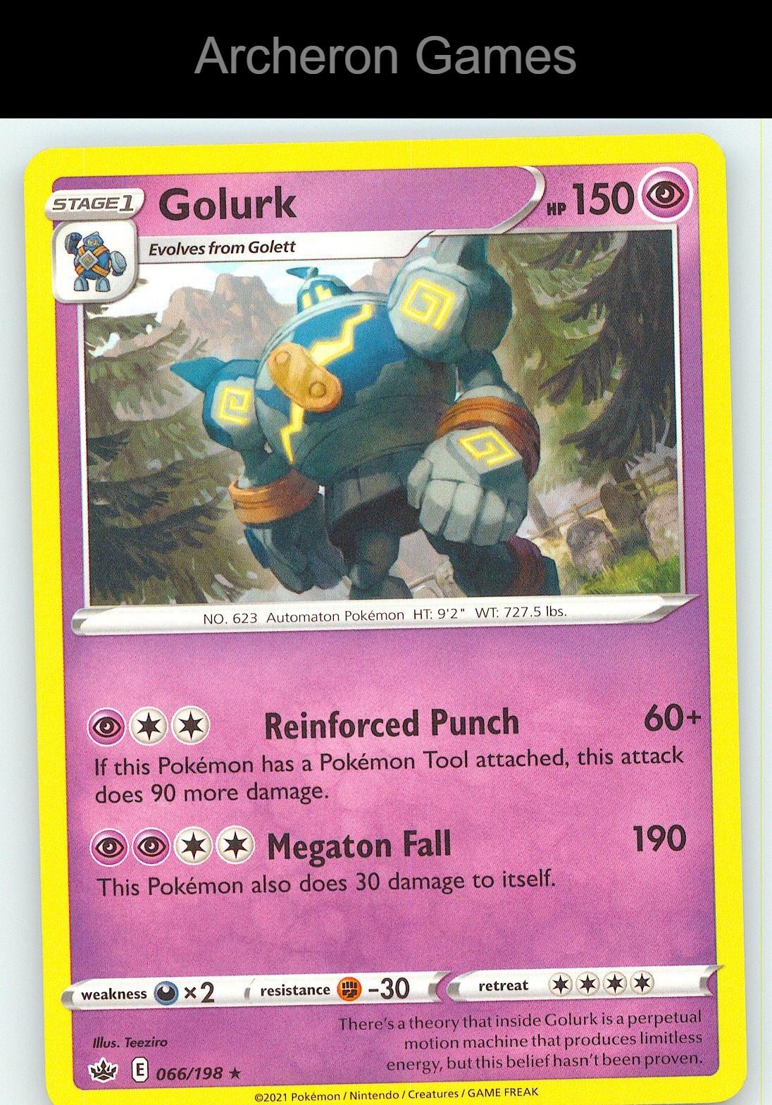 Pokemon Card Golurk CRE 066/198 R Chilling Reign