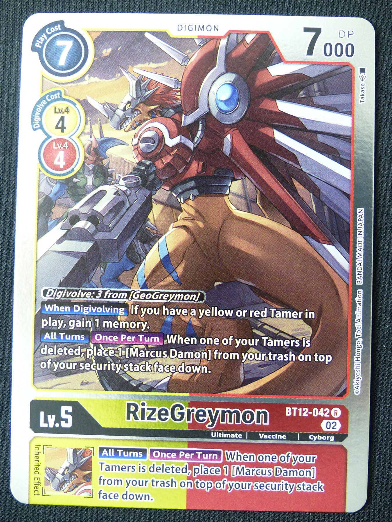 RizeGreymon BT12-042 R Foil - Digimon Card #177