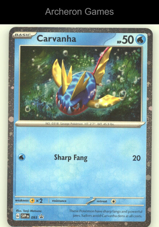 Pokemon Card Carvanha SVP 093 HOLO P Scarlet & Violet Promo