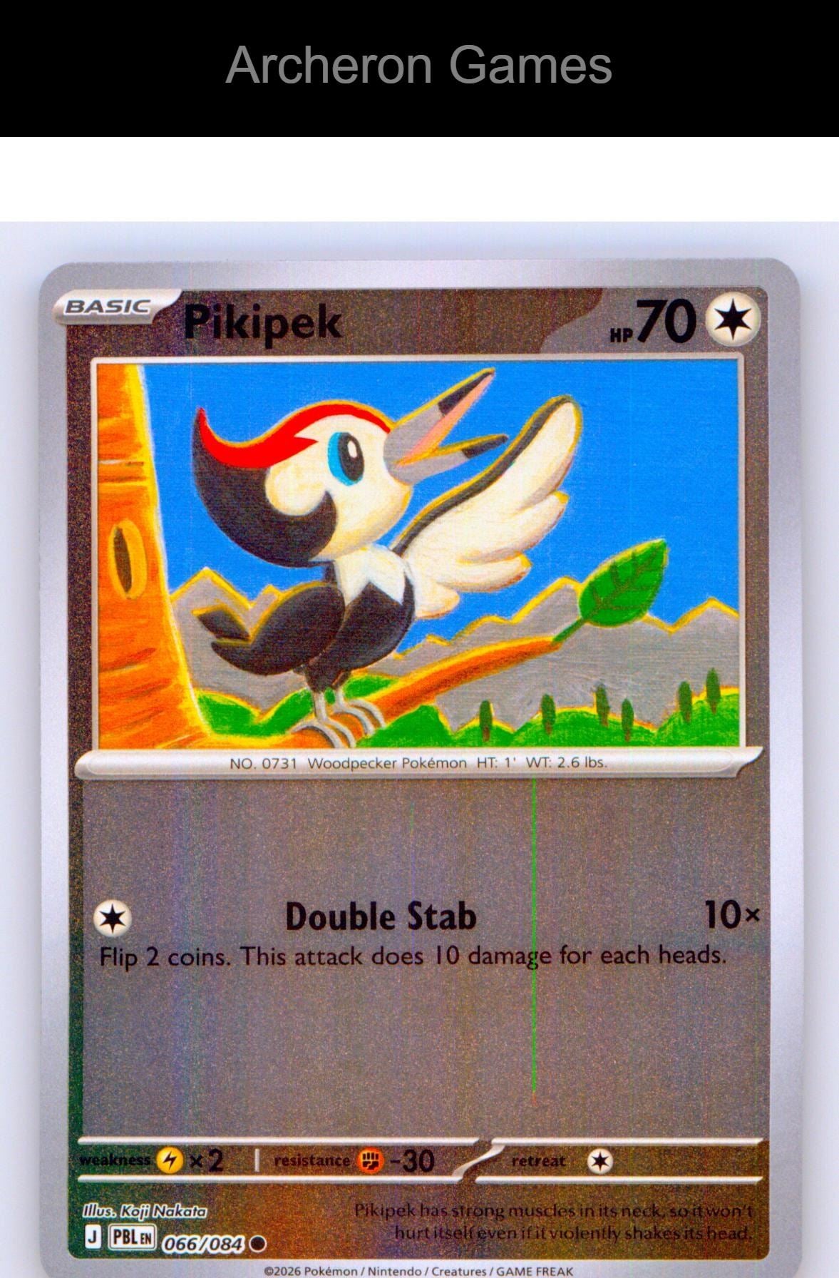 Pokemon Card Pikipek ME05 066/084 C Pitch Black Reverse Holo