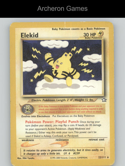 Pokemon Card Elekid N1 22/111 R Neo Genesis Unlimited