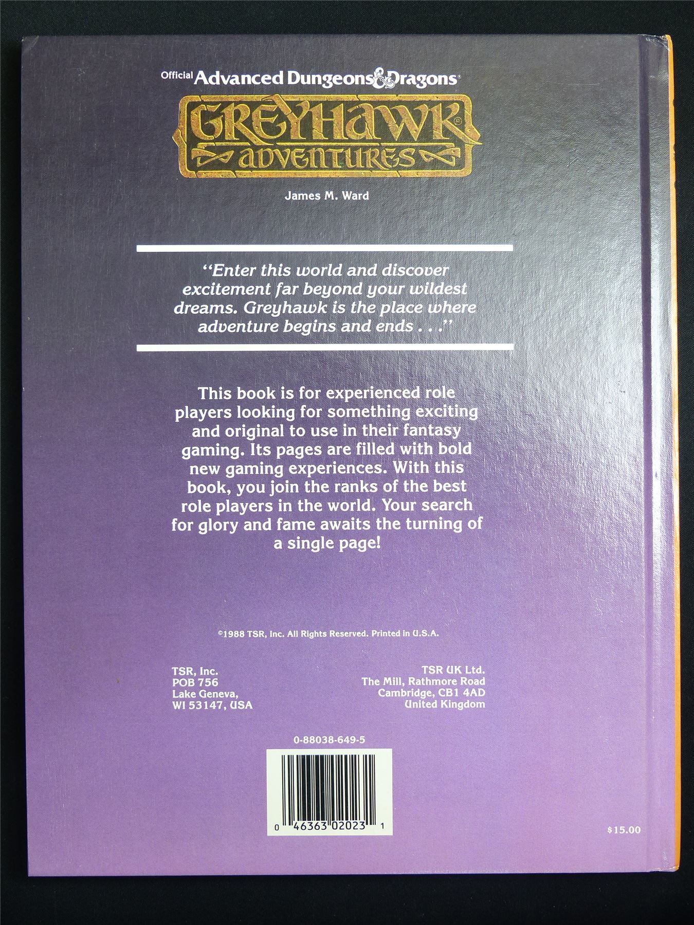 Official Advanced D&D: Greyhawk Adventures - Roleplay Hardback #1GN