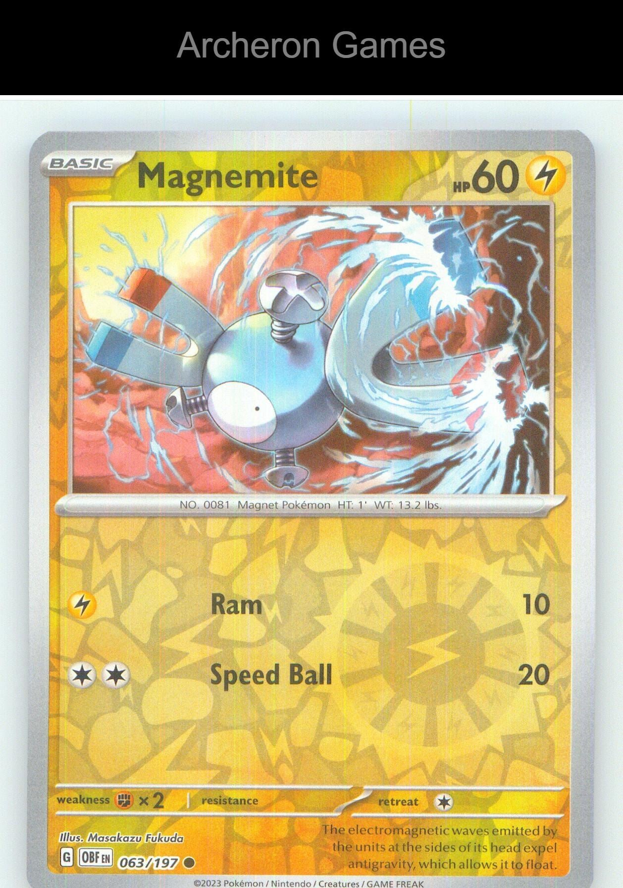 Pokemon Card Magnemite OBF 063/197 C Obsidian Flames Reverse Holo