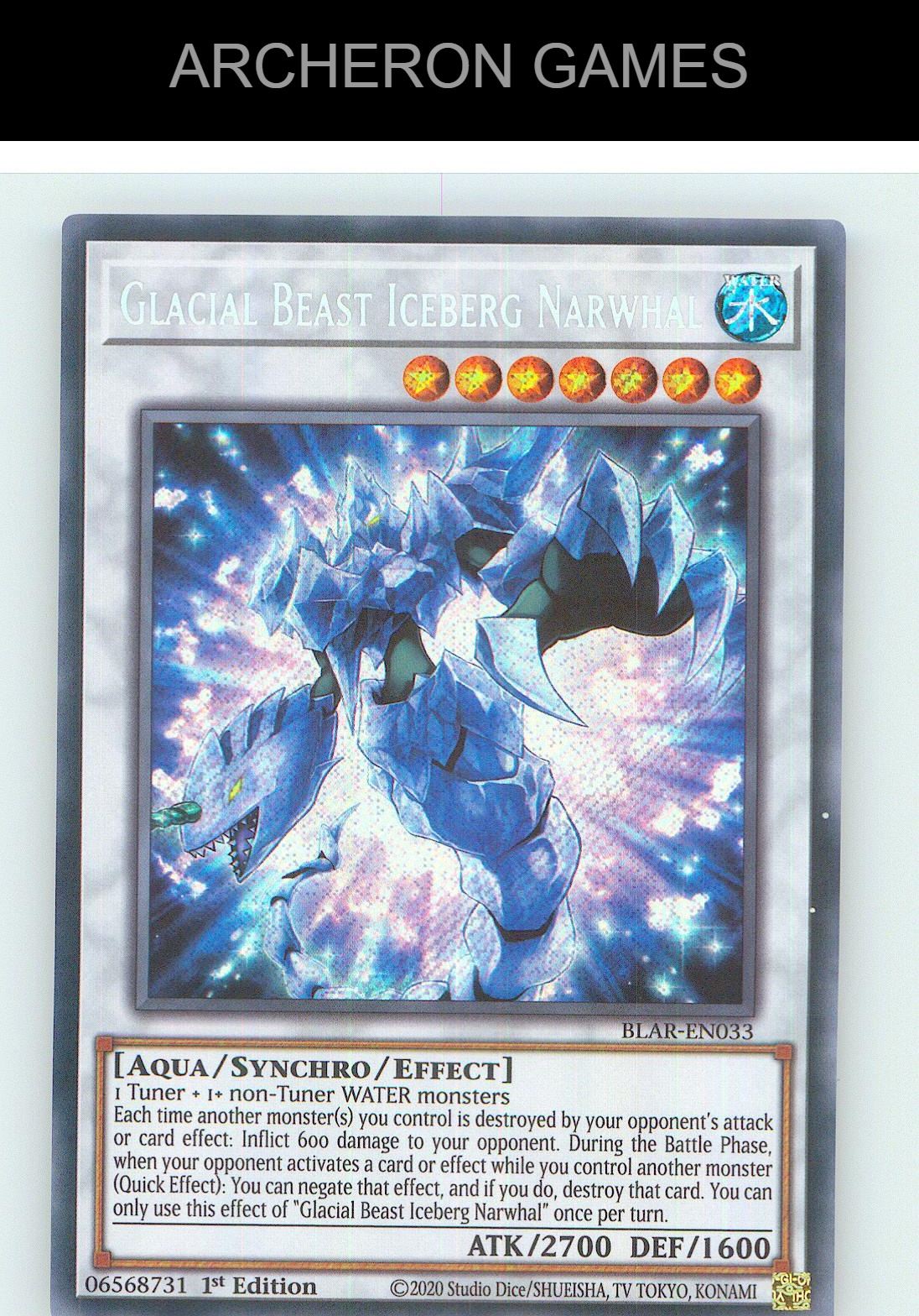 Glacial Beast Iceberg Narwhal SEC YUGIOH Card 1st Edition