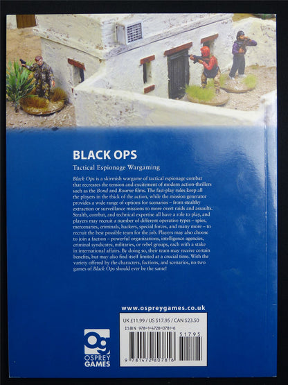Black Ops: Tactical Espionage Wargaming Rulebook - Osprey Wargames 13 Softback #DP