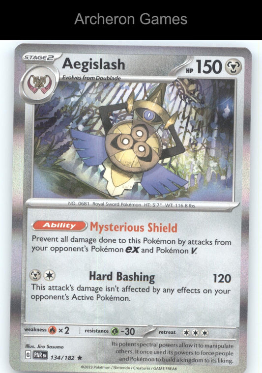 Pokemon Card Aegislash PAR 134/182 R Paradox Rift Holo