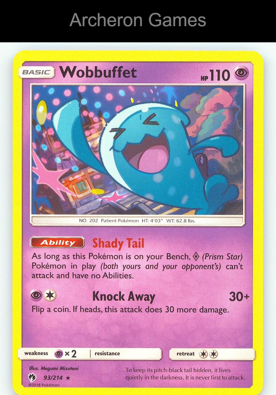 Pokemon Card Wobbuffet LOT 93/214 R Lost Thunder