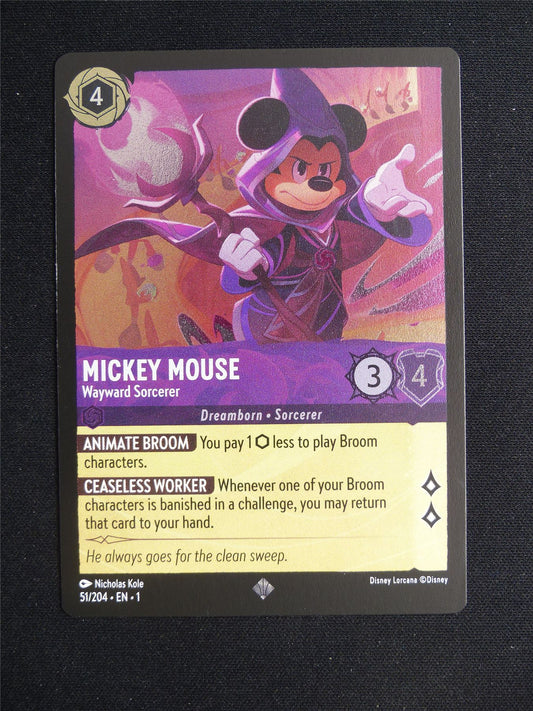 Mickey Mouse Wayward Sorcerer 51/204 Foil - Lorcana Card #265