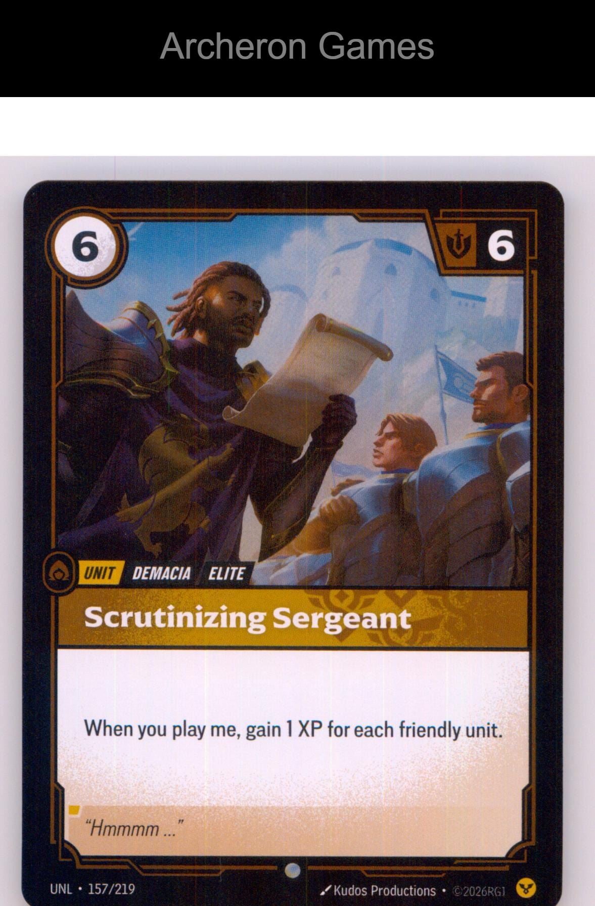 Scrutinizing Sergeant UNL 157/219 C Unleashed Riftbound Card
