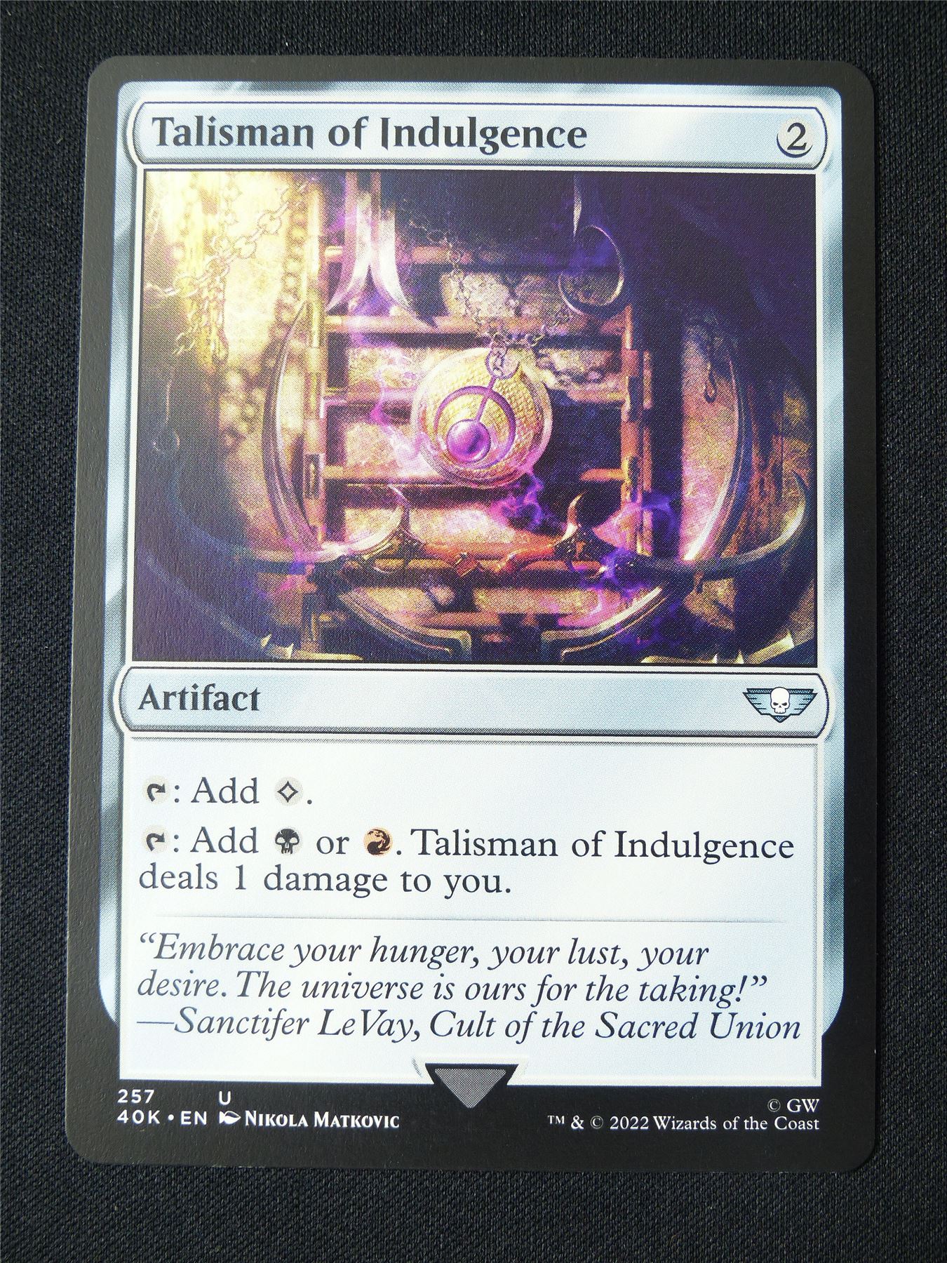 Talisman of Indulgence - 40K - Mtg Card #116