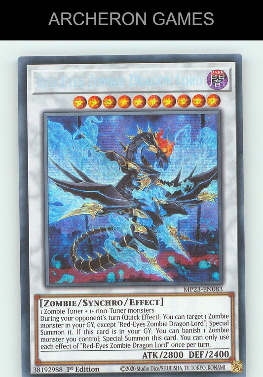 Red-Eyes Zombie Dragon Lord SEC YUGIOH Card