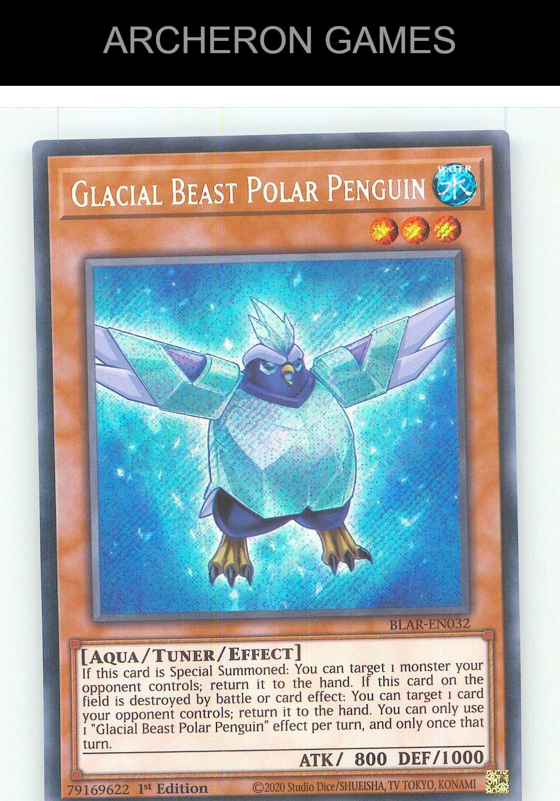 Glacial Beast Polar Penguin SEC YUGIOH Card 1st Edition