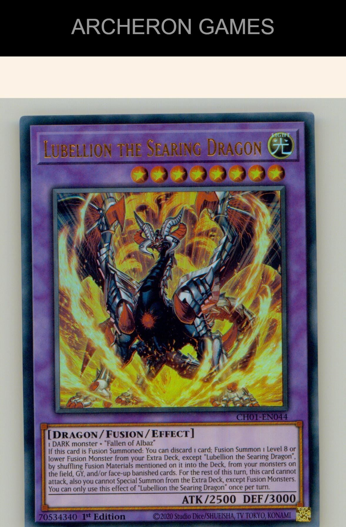 Lubellion the Searing Dragon Ultra Rare YUGIOH Card 1st Edition