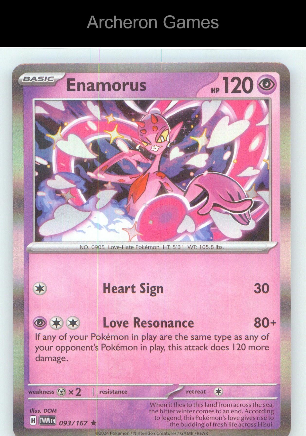 Pokemon Card Enamorus TWM 093/167 R Twilight Masquerade Holo